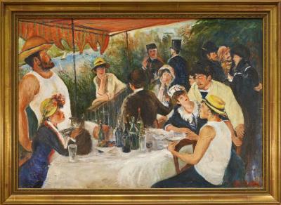 The Boating Party, after Renoir by Tom (Thomas) Patrick Keating - Auction record, sale price, and art valuation. Compare with similar artists and explore comparable artworks.