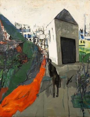 Untitled Street Scene with Standing Figure by Terry Jones - Auction record, sale price, and art valuation. Compare with similar artists and explore comparable artworks.