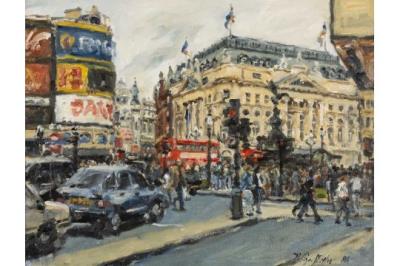London scene with Piccadilly Circus and the Eros Statue