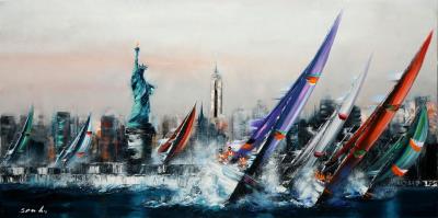 Regatta in New York by Victor Spahn - Auction record, sale price, and art valuation. Compare with similar artists and explore comparable artworks.