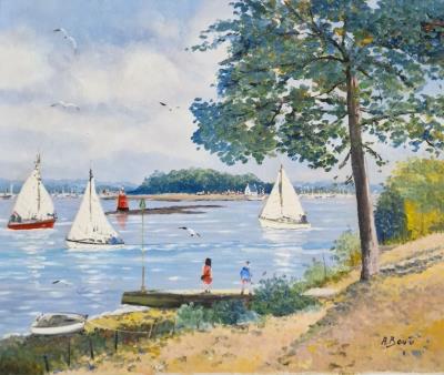 Landscape of l'ile aux Moines, in the Gulf of Morbihan