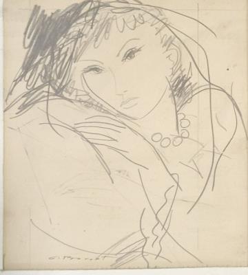 Woman with pearl necklace