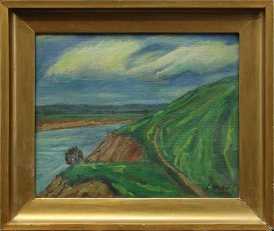 River landscape with mountain slope by Ludwik Misky - Auction record, sale price, and art valuation. Compare with similar artists and explore comparable artworks.