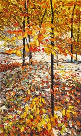 Yellow Leaves, snow