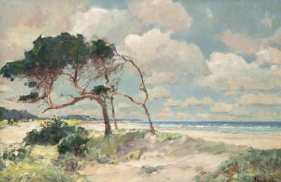 Coastal Landscape with Wind Kites