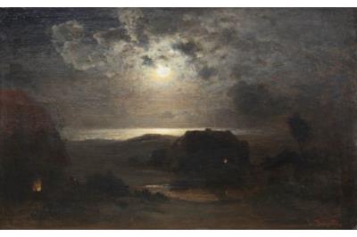 Two Fishermen's Huts in Moonlight