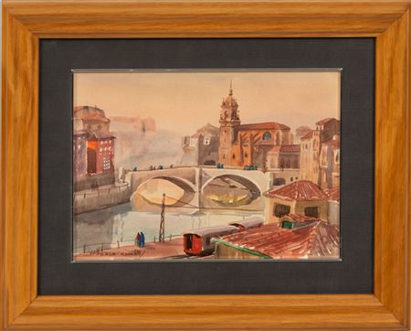 San Anton Bridge and Church with characters