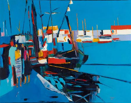 An abstract harbor scene