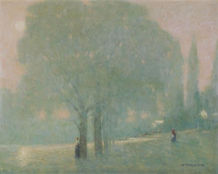 Figures Beneath Green Trees