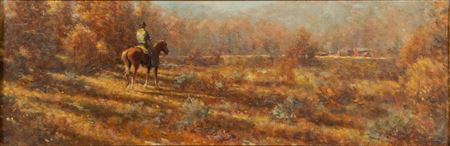 Single Cowboy with Farm in the Distance