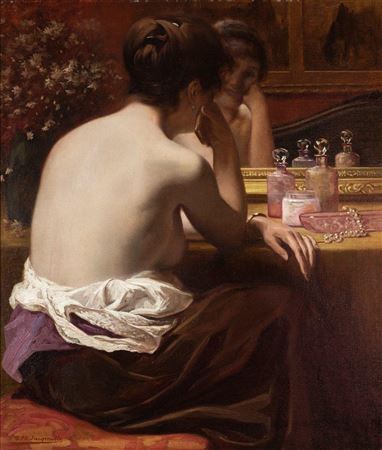 "Female portrait in front of the dressing table"