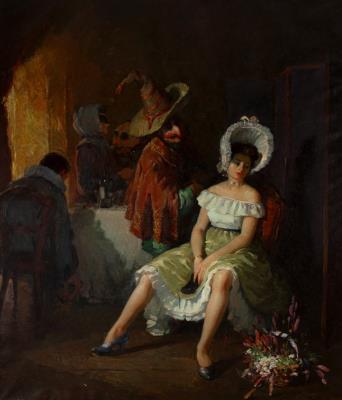 Interior with figures