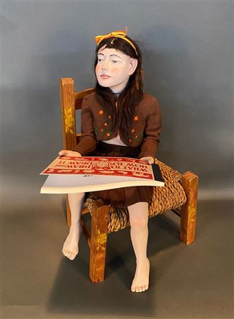 Day Dreaming Girl, Sitting on Stool.