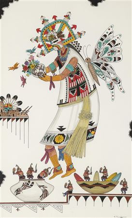 Pahlik Mana (Butterfly Dancer) by Edgar Sumatzkuku - Auction record, sale price, and art valuation. Compare with similar artists and explore comparable artworks.