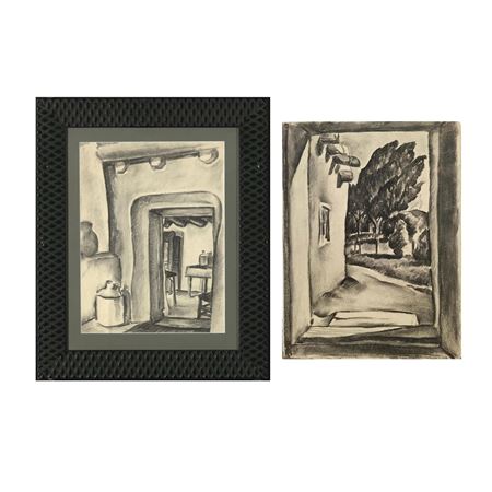 Pair of Drawings (Adobe Dwellings)