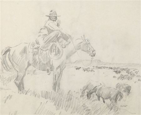 Untitled (Cowboy Watching Over Herd)
