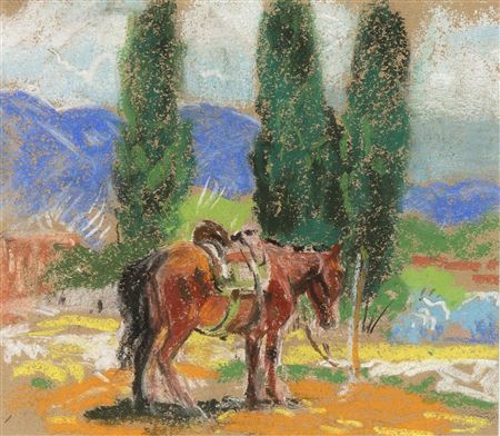 Untitled (Horse and Three Trees)