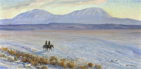 Untitled (Riders Near Spanish Peaks) by William E (Bill) Johnson - Auction record, sale price, and art valuation. Compare with similar artists and explore comparable artworks.