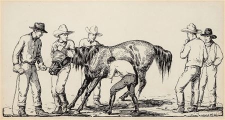 Untitled (Six Cowboys with Horse)