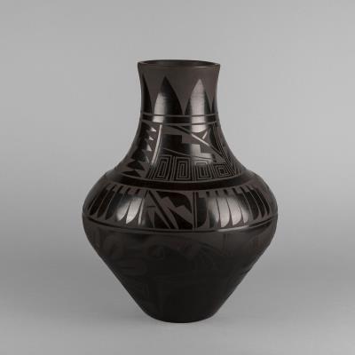 Large Black on Black Vase