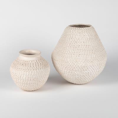 Set of Two Corrugated Jars