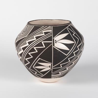 Black on White Pottery Jar