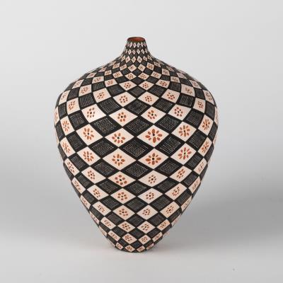 Small Neck Jar with Geometric Design