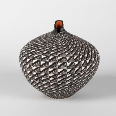 Small Neck Jar with Stepped Rim and Fine Line Design