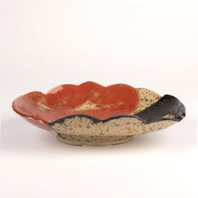 Black and Orange Scalloped Platter