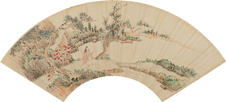 Scholar walking in the Autumn Mountains