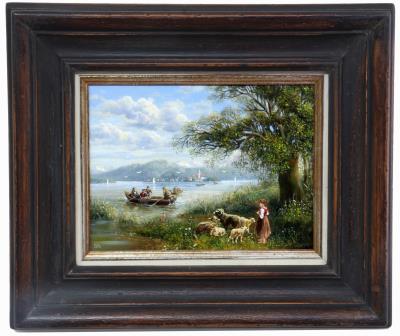 Shepherdess and fisherman at Lake Chiemsee
