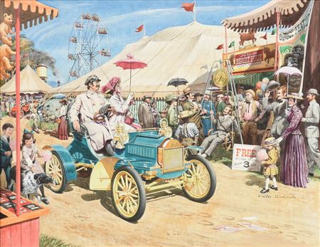 "At the County Fair - 1905 Oldsmobile," 1971 by Walter DuBois Richards - Auction record, sale price, and art valuation. Compare with similar artists and explore comparable artworks.