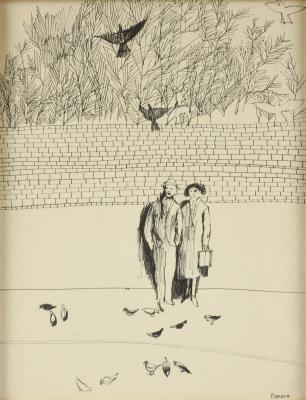 Couple with Birds (Untitled)