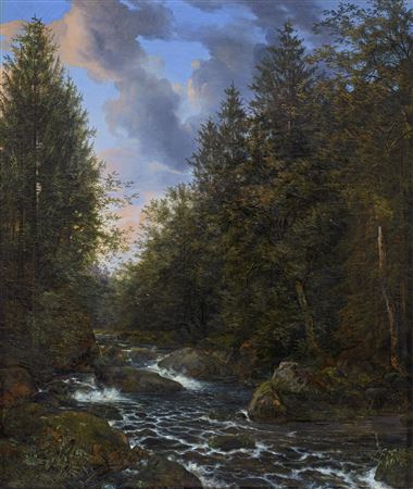 Aussicht auf das Dittersbacher Thal bei Dresden (Ein Bergstrom in waldiger Gegend).