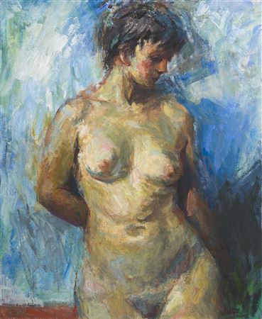 Akt (Weiblicher Akt vor blauem Grund). by Paul Michaelis - Auction record, sale price, and art valuation. Compare with similar artists and explore comparable artworks.