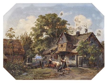 Viehaustrieb aus dem Dorfe.