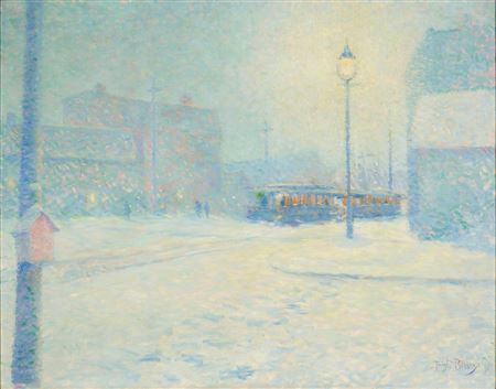 Brookline Village in Snow, or Brookline Village, 1893