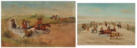 Two Works [Rodeo grande; Cuatro jinetes lanzando toro]