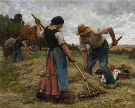 Haymakers (Faneurs et Faneuses) by Julien Dupre - Auction record, sale price, and art valuation. Compare with similar artists and explore comparable artworks.