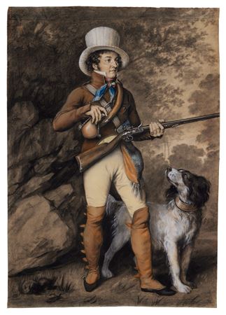 Portrait of a hunter and his dog by Julien Leopold Boilly - Auction record, sale price, and art valuation. Compare with similar artists and explore comparable artworks.