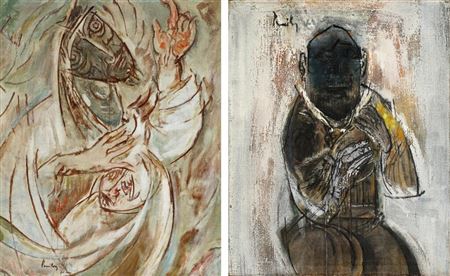 Christ Healing Leper; Monk