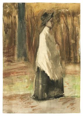Woman in a Wood (recto); Boat on the Beach with Figures (verso)