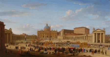Rome, A View of Saint Peter's Square with the Entry of the Imperial Ambassador Ercole Ludovico Turinetti, Marquis of Prié