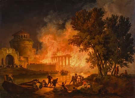 Nocturnal Capriccio of Rome Burning by Pierre-Jacques Volaire - Auction record, sale price, and art valuation. Compare with similar artists and explore comparable artworks.