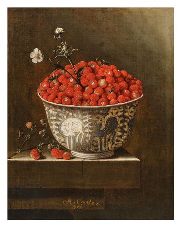 Still Life of a Porcelain Bowl with Wild Strawberries