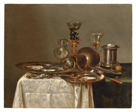 Still Life with a Roemer, Wine Glass, Three Pewter Dishes, and Assorted Other Objects by Cornelis Mahu - Auction record, sale price, and art valuation. Compare with similar artists and explore comparable artworks.