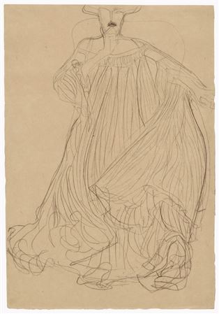 Sitzend von vorne mit ausgestrecktem linkem Arm, das Kinn aufgestützt (Studie für das Porträt I der Adele Bloch-Bauer) (Study for Portrait I of Adele Bloch-Bauer)