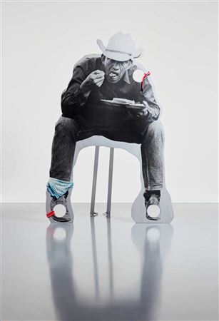Cowboy Eating with Shoulder Hole by Cady Noland - Auction record, sale price, and art valuation. Compare with similar artists and explore comparable artworks.