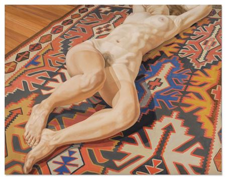 Nude on Kilim Rug by Philip Pearlstein - Auction record, sale price, and art valuation. Compare with similar artists and explore comparable artworks.