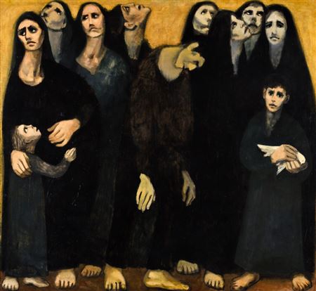 Sample artwork by Louai Kayyali (1934 - 1978), known for working class figure and genre painting - View similar artists and auction records